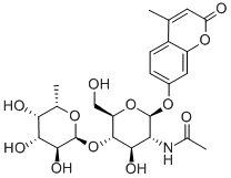 Structure of 4-Methylumbelliferyl 2-Acetamido-2-deoxy-4-O-(a-L-_x00B_fucopyranosyl)-b-D-glucopyranoside