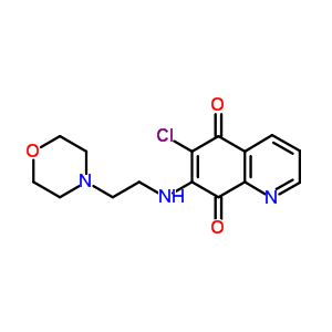 Chemical structure of 6-chloro-7-{[2-(morpholin-4-yl)ethyl]amino}quinoline-5,8-dione