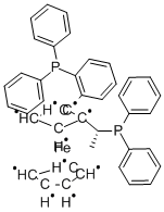 Structure of (R)-1-[(R)-2-[2-(DIPHENYLPHOSPHINO)PHENYL]-FERROCENYL]ETHYLDIPHENYLPHOSPHINE