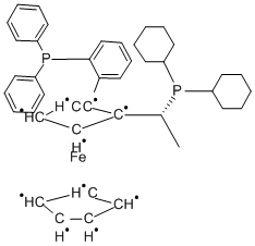 Structure of (R)-1-[(R)-2-[2-(DIPHENYLPHOSPHINO)PHENYL]-FERROCENYL]ETHYLDICYCLOHEXYLPHOSPHINE