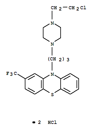 Structure of 10H-Phenothiazine,10-[3-[4-(2-chloroethyl)-1-piperazinyl]propyl]-2-(trifluoromethyl)-,hydrochloride (1:2)
