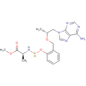 Structure of L-Alanine,N-[(S)-[[(1R)-2-(6-amino-9H-purin-9-yl)-1-methylethoxy]methyl]phenoxyphosphinyl]-, methyl ester