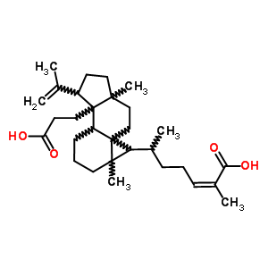 Structure of (2Z)-6-[3a-(2-carboxyethyl)-6a,9a-dimethyl-3-(1-methylethenyl)dodecahydro-1H-cyclopenta[a]cyclopropa[e]naphthalen-7-yl]-2-methylhept-2-enoic acid