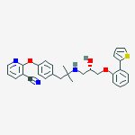 Structure of 2-[4-[2-[[(2s)-2-hydroxy-3-(2-thiophen-2-ylphenoxy)propyl]amino]-2-methylpropyl]phenoxy]pyridine-3-carbonitrile