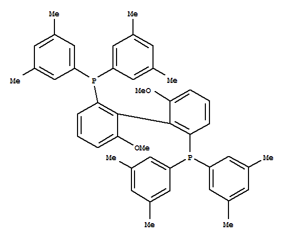 (R)-(+)-2,2-双[二(3,5-二甲苯基)磷]-6,6-二甲氧基-1,1-联苯结构式