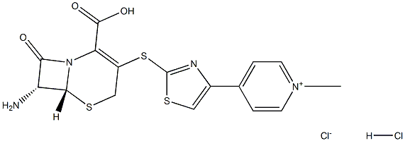 Structure of 7β-amino-3-[4-pyridyl-2-thiazole sulfur radical]-3-cephem-4-carboxylic acid·2HCl