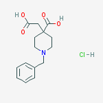 4-PIPERIDINEACETIC ACID, 4-CARBOXY-1-(PHENYLMETHYL)-, (HYDROCHLORIDE) (1:1)结构式