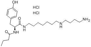 Structure of (S)-N-[7-[(4-AMINOBUTYL)AMINO]HEPTYL]-4-HYDROXY-A-[(1-OXOBUTYL)AMINO]BENZENEPROPANAMIDE DIHYDROCHLORIDE