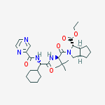 Chemical structure of Cyclopenta[c]pyrrole-1-carboxylic acid,2-[(2S)-2-[[(2S)-2-cyclohexyl-2-[(2-pyrazinylcarbonyl)amino]acetyl]amino]-3,3-dimethyl-1-oxobutyl]octahydro-,ethyl ester,(1S,3aR,6aS)