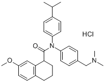 N-[[4-(DIMETHYLAMINO)PHENYL]METHYL]-1,2,3,4-TETRAHYDRO-7-METHOXY-N-[4-(1-METHYLETHYL)PHENYL]-1-NAPHTHALENECARBOXAMIDE HYDROCHLORIDE结构式