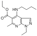 Structure of 4-(BUTYLAMINO)-1-ETHYL-6-METHYL 1H-PYRAZOLO[3,4B]PYRIDINE-5-ETHYLCARBOXYLATE HYDROCHLORIDE
