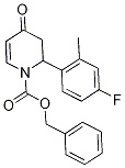Structure of 1(2H)-pyridinecarboxylic acid, 2-(4-fluoro-2-methylphenyl)-3,4-dihydro-4-oxo-, phenylmethyl ester