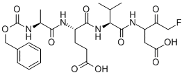 Chemical structure of Z-ALA-GLU-VAL-ASP-FLUOROMETHYKETONE