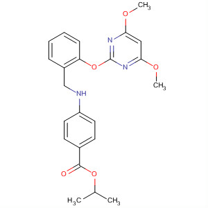 Structure of Benzoic acid,4-[[[2-[(4,6-dimethoxy-2-pyrimidinyl)oxy]phenyl]methyl]amino]-,1-methylethyl ester