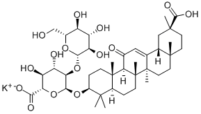Structure of α-d-Glucopyranosiduronic acid, (3beta,20beta)-20-carboxy-11-oxo-30-norolean-12-en-3-yl 2-O-β-d-glucopyranuronosyl-, monopotassium salt
