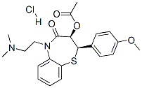 (2R-cis)-3-acetoxy-5-[2-(dimethylamino)ethyl]-2,3-dihydro-2-(4-methoxyphenyl)-1,5-benzothiazepin-4(5H)-one monohydrochloride结构式