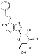 Structure of 6-BENZYLAMINOPURINE 9-(BETA-D-GLUCOSIDE)