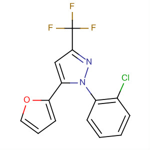 Structure of 1H-Pyrazole, 1-(2-chlorophenyl)-5-(2-furanyl)-3-(trifluoromethyl)-