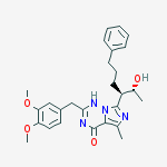 Structure of 2-[(3,4-dimethoxyphenyl)methyl]-7-[(1R)-1-[(1R)-1-hydroxyethyl]-4-phenyl-butyl]-5-methyl-imidazo[5,1-f][1,2,4]triazin-4-ol