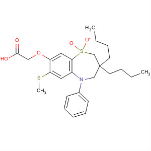 Structure of Acetic acid,[[3,3-dibutyl-2,3,4,5-tetrahydro-7-(methylthio)-1,1-dioxido-5-phenyl-1,5-benzothiazepin-8-yl]oxy]-