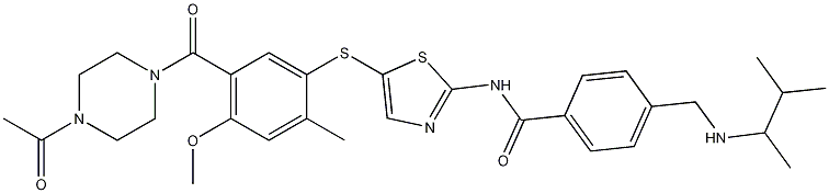 Structure of N-(5-((5-(4-Acetylpiperazine-1-carbonyl)-4-methoxy-2-methylphenyl)thio)thiazol-2-yl)-4-(((3-methylbutan-2-yl)amino)methyl)benzamide
