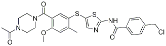 Structure of N-(5-(5-(4-acetylpiperazine-1-carbonyl)-4-methoxy-2-methylphenylthio)thiazol-2-yl)-4-(chloromethyl)benzamide