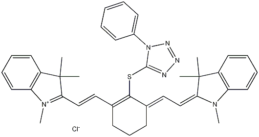 2-[2-[3-[2-(1,3-二氢-1,3,3-三甲基-2H-吲哚-2-亚基)乙亚基]-2-[(1-苯基-1H-四唑-5-基)硫基]-1-环己烯-1-基]乙烯基]-1,3,3-三甲基-3H-吲哚鎓氯化物结构式
