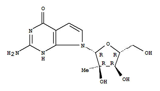 Structure of 2-Amino-1,7-dihydro-7-(2-C-methyl-beta-D-ribofuranosyl)-4H-pyrrolo[2,3-d]pyrimidin-4-one