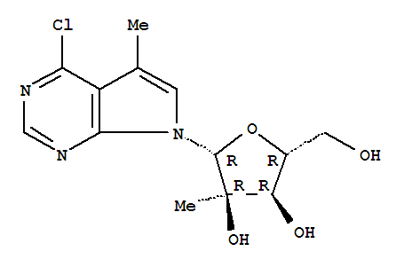 Structure of 4-Chloro-5-methyl-7-(2-C-methyl-beta-D-ribofuranosyl)-7H-pyrrolo[2,3-d]pyrimidine