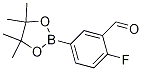 Structure of Benzaldehyde, 2-fluoro-5-(4,4,5,5-tetramethyl-1,3,2-dioxaborolan-2-yl)-