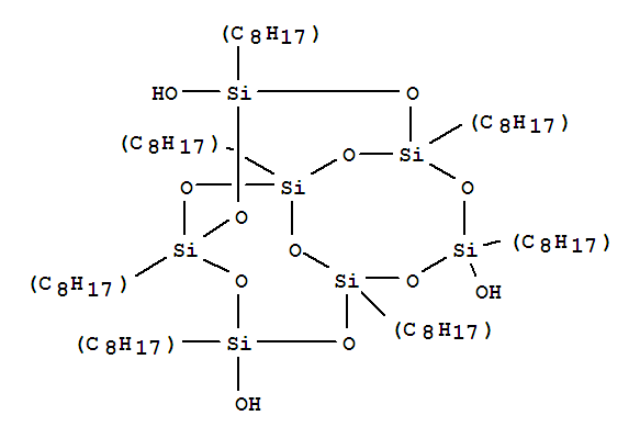 Structure of 1,3,5,7,9,11,14-HEPTA-ISOOCTYLTRICYCLO(7.) HEPTASILOXANE-ENDO-3,7,14-TRIOL, 95%