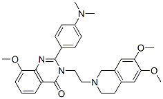 4(3H)-Quinazolinone,  3-[2-(3,4-dihydro-6,7-dimethoxy-2(1H)-isoquinolinyl)ethyl]-2-[4-(dimethylamino)phenyl]-8-methoxy-结构式