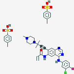 Structure of 2-Propenamide, N-[4-[(3-chloro-4-fluorophenyl)amino]-7-[3-methyl-3-(4-methyl-1-piperazinyl)-1-butyn-1-yl]-6-quinazolinyl]-, 4-methylbenzenesulfonate (1:2)