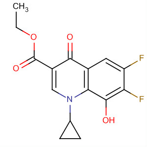 Structure of 3-Quinolinecarboxylic acid,1-cyclopropyl-6,7-difluoro-1,4-dihydro-8-hydroxy-4-oxo-, ethyl ester