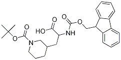 Structure of 2-(FMoc-aMino)-3-(1-Boc-3-piperidyl)propanoic Acid