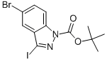 Structure of 3-IODO-5-BROMO-1H-INDAZOLE-1-CARBOXYLIC ACID TERT-BUTYL ESTER