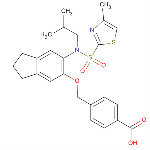 Structure of Benzoic acid,4-[[[2,3-dihydro-6-[(2-methylpropyl)[(4-methyl-2-thiazolyl)sulfonyl]amino]-1H-inden-5-yl]oxy]methyl]-