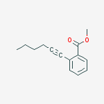 Structure of Benzoic acid, 2-(1-hexynyl)-, methyl ester