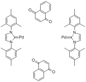 Structure of 1,3-BIS(2,4,6-TRIMETHYLPHENYL)IMIDAZOL-2-YLIDENE (1,4-NAPHTHOQUINONE)PALLADIUM(0) DIMER