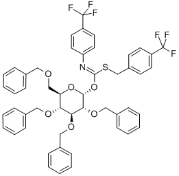 Structure of 2,3,4,6-TETRA-O-BENZYL-ALPHA-D-GLUCOPYRANOSYL P-TRIFLUOROMETHYLBENZYLTHIO-N-(P-TRIFLUOROMETHYLPHENYL)FORMIMIDATE