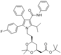 Structure of (4S,6S)-6-[2-[2-(4-Fluorophenyl)-5-(1-methylethyl)-3-phenyl-4-[(phenylamino)carbonyl]-1H-pyrrol-1-yl]ethyl]-2,2-dimethyl-1,3-dioxane-4-acetic Acid 1,1-Dimethylethyl Ester