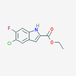Structure of 1H-Indole-2-carboxylic acid, 5-chloro-6-fluoro-, ethyl ester