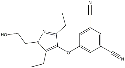 Structure of 5-{[3,5-diethyl-1-(2-hydroxyethyl)-1H-pyrazol-4-yl]oxy}benzene-1,3-dicarbonitrile