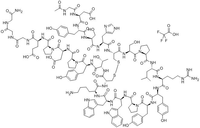 Structure of AC-GLY-ASP-TYR-SER-HIS-CYS-SER-PRO-LEU-ARG-TYR-TYR-PRO-TRP-TRP-LYS-CYS-THR-TYR-PRO-ASP-PRO-GLU-GLY-GLY-GLY-NH2, (DISULFIDE BOND) TRIFLUOROACETATE