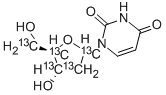 Structure of [1,2,3,4,5-13C5]2-DEOXYURIDINE