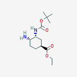 Structure of Cyclohexanecarboxylic acid,4-amino-3-[[(1,1-dimethylethoxy)carbonyl]amino]-, ethyl ester,(1S,3R,4S)-
