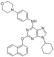 Structure of 2-(1-NAPHTHOXY)-6-(4-MORPHOLINOANILINO)-9-CYCLOHEXYLPURINE