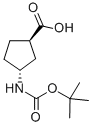 Structure of (1R,3R)-N-BOC-1-AMINOCYCLOPENTANE-3-CARBOXYLIC ACID, 98% E.E.