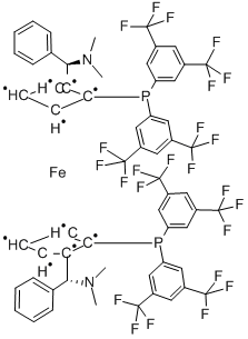 Structure of (ALPHAR,ALPHAR)-1,1-BIS[ALPHA-(DIMETHYLAMINO)BENZYL]-(S,S)-,2-BIS[BIS[3,5-BIS(TRIFLUOROMETHYL)PHENYL]PHOSPHINO]FERROCENE