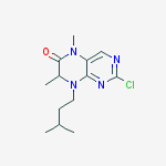 Structure of 6(5H)-Pteridinone, 2-chloro-7,8-dihydro-5,7-dimethyl-8-(3-methylbutyl)-